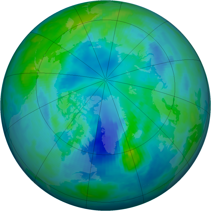 Arctic ozone map for 15 October 1997